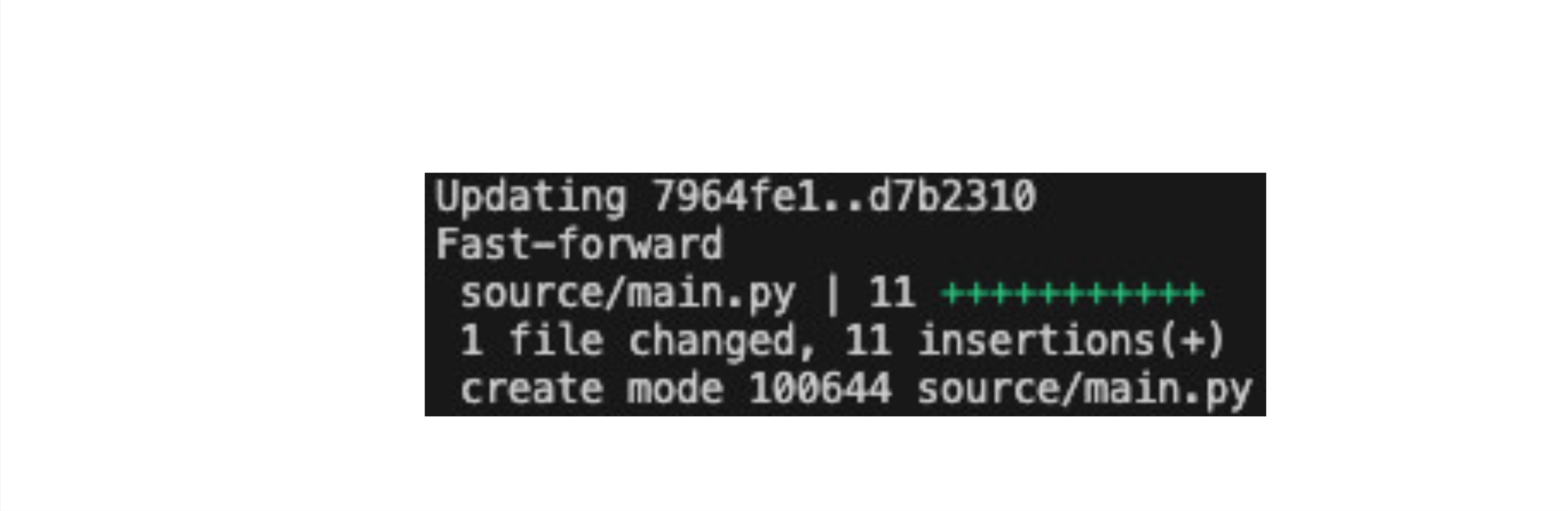 Output of the git merge command