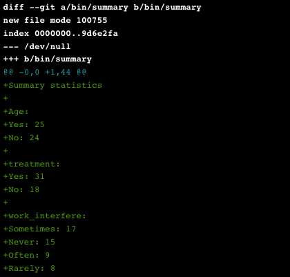 git diff main summary-statistics output, truncated