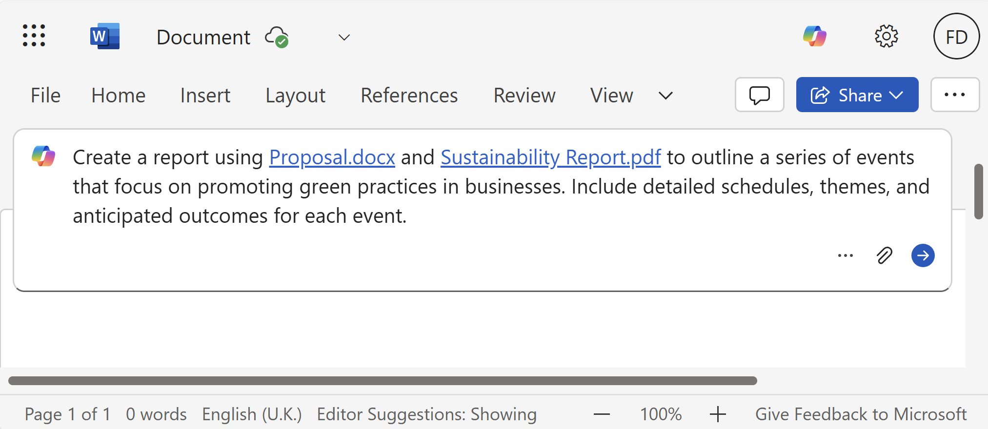 Copilot prompt referencing two files