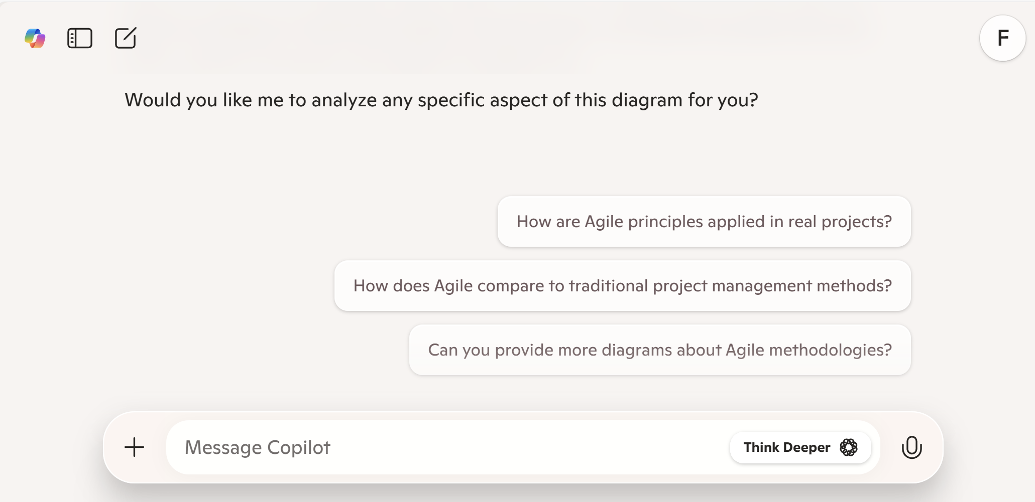 Copilot response with suggested follow-up questions