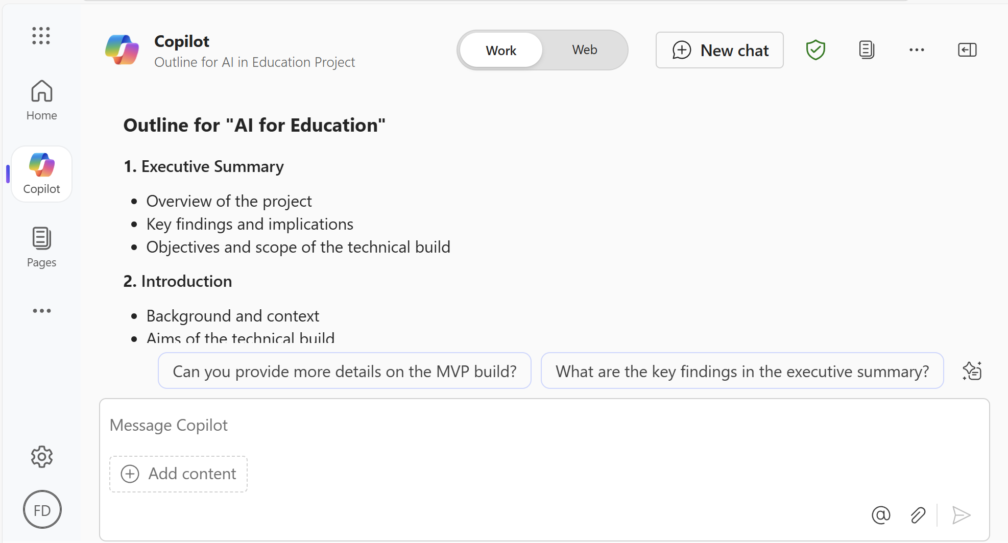 Screenshot of the report outline.