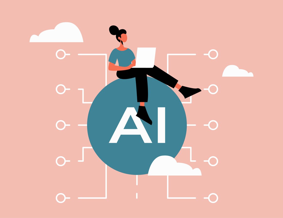 An illustration showing a human in an AI-powered world.