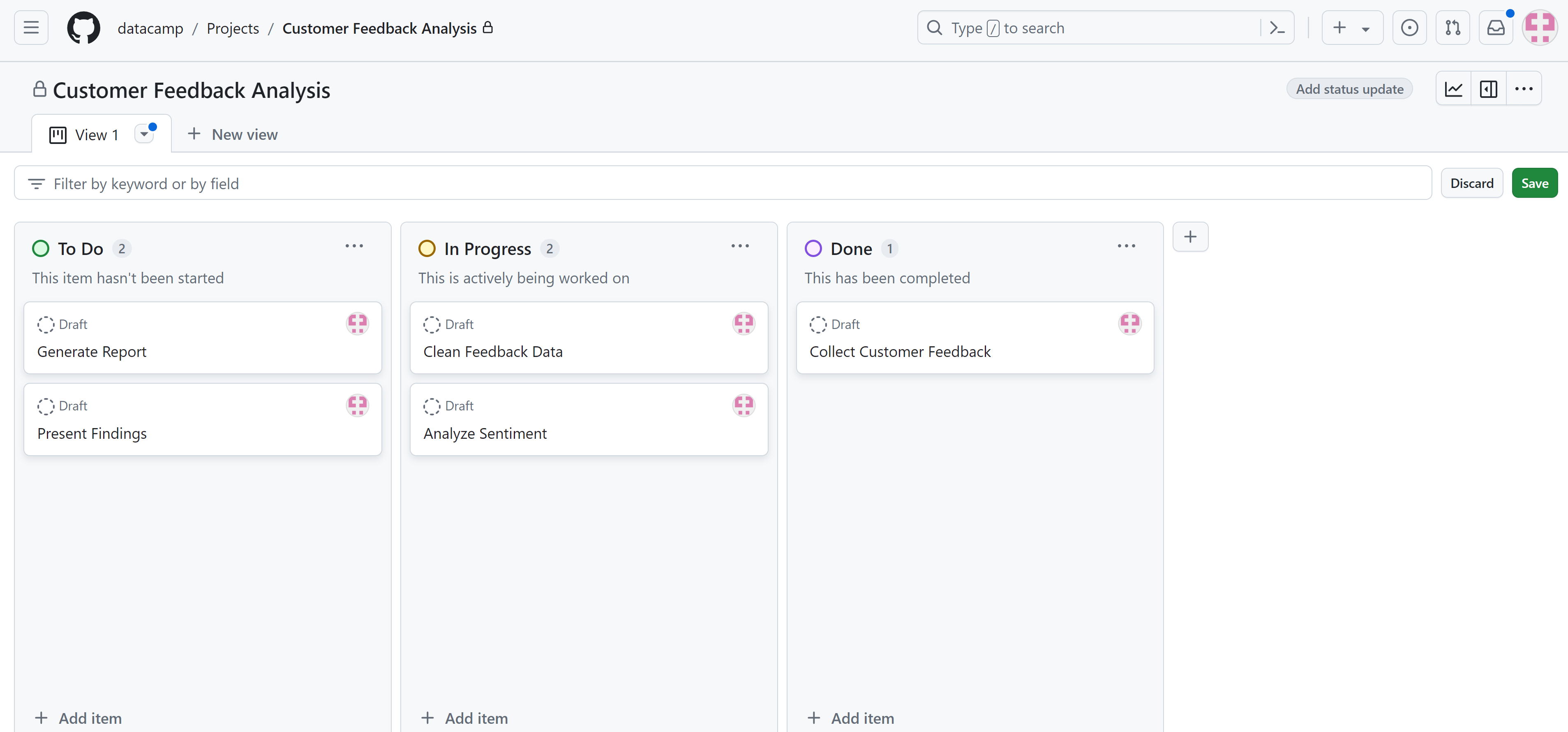 Created tasks