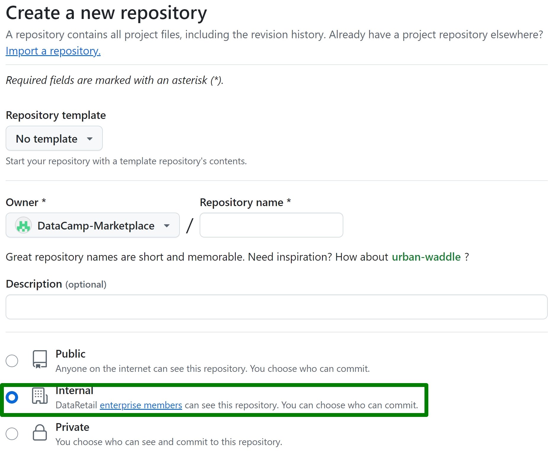 Creating an internal repository