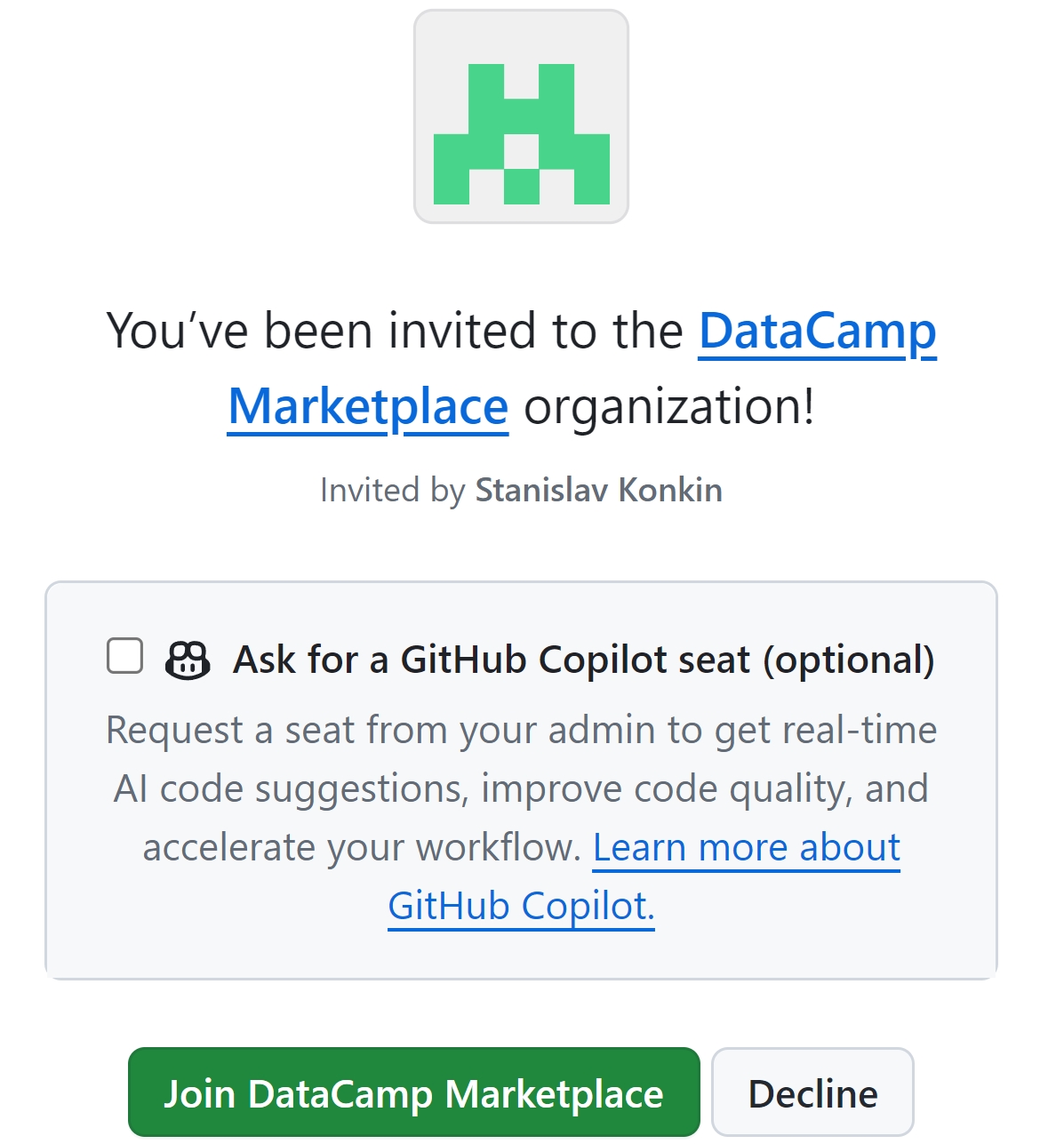 Emily got an invitation to the organisation