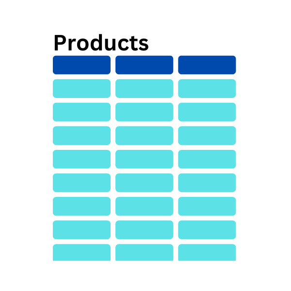 icon for the products table without key highlighted