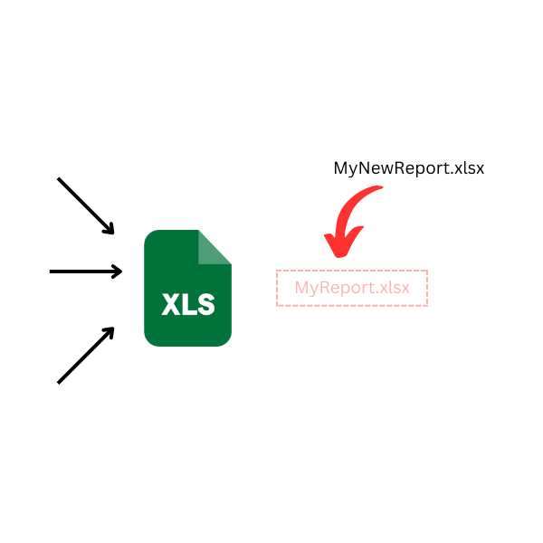 icons showing Excel files being overwritten