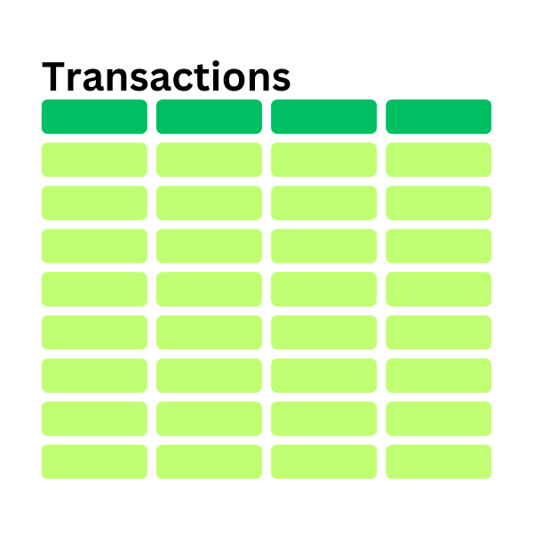 icon for the transactions table without key highlighted