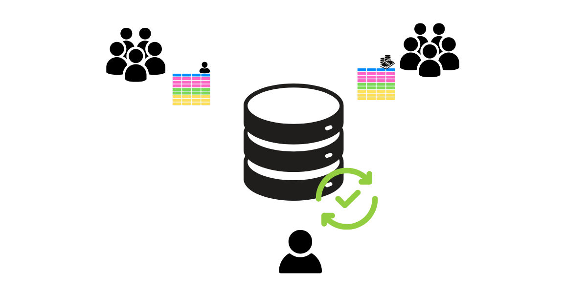 icons showing the benefits of using a database for distributed user groups