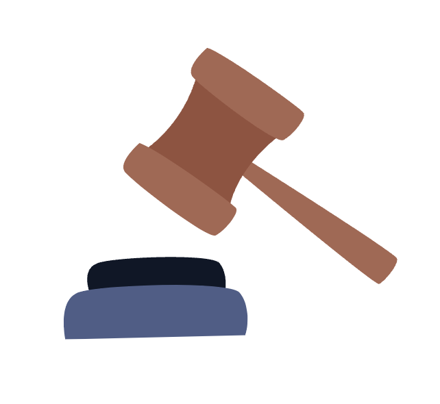 Illustration of a wooden legal hammer