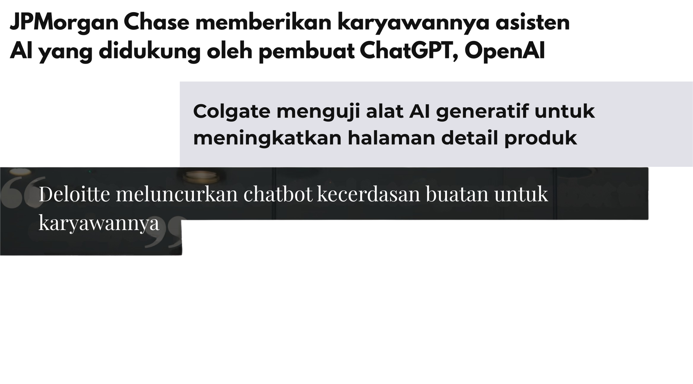 Berita utama tentang bisnis yang mengembangkan dan mengadopsi model GPT
