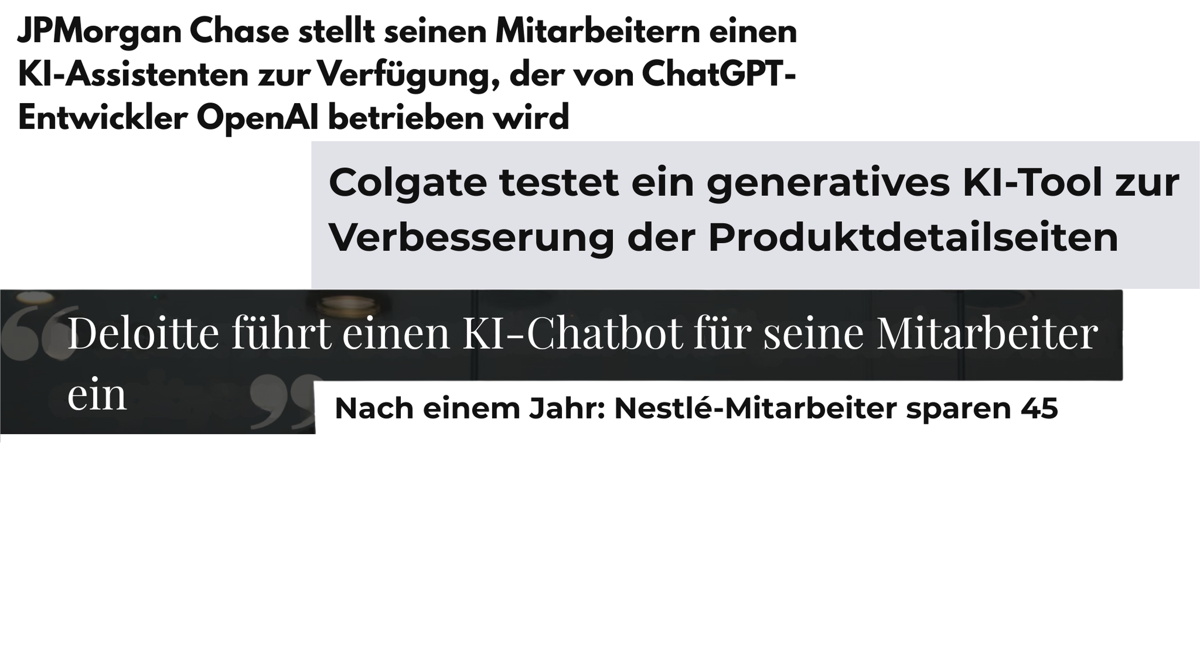 Schlagzeilen über Unternehmen, die GPT-Modelle entwickeln und einsetzen