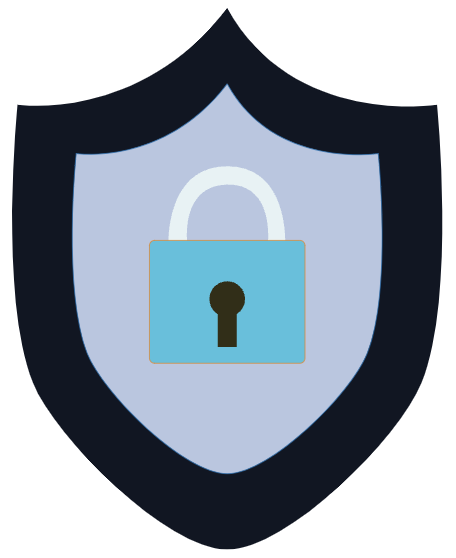 Shield illustration with a lock in the middle