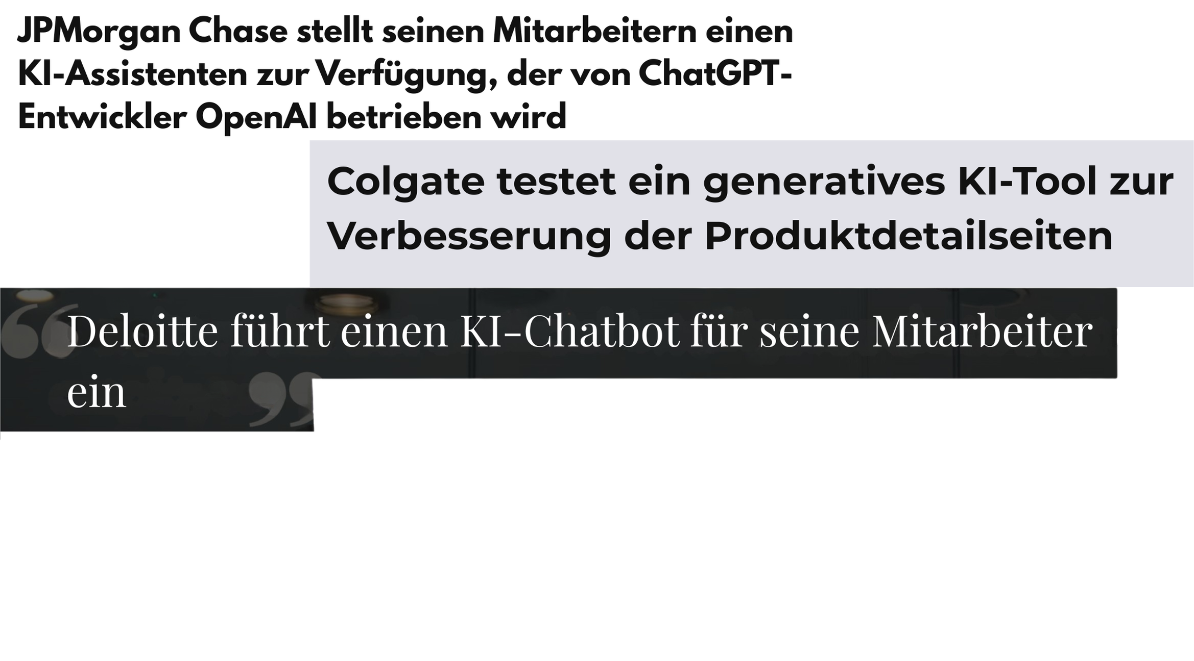 Schlagzeilen über Unternehmen, die GPT-Modelle entwickeln und einsetzen