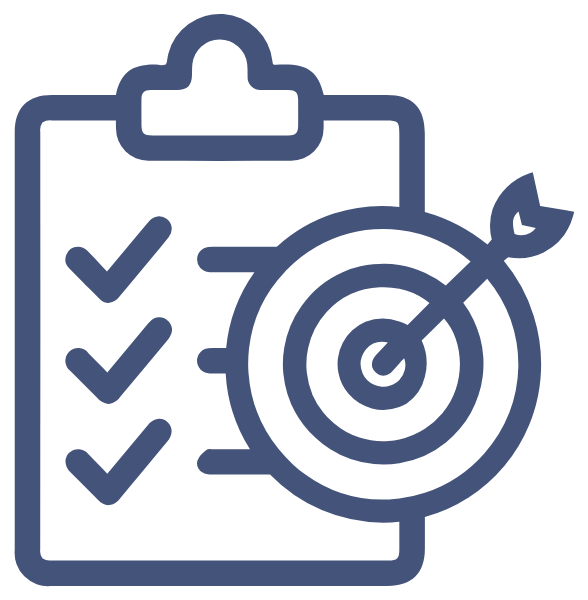 Illustration of a clipboard and a bullseye to represent planning
