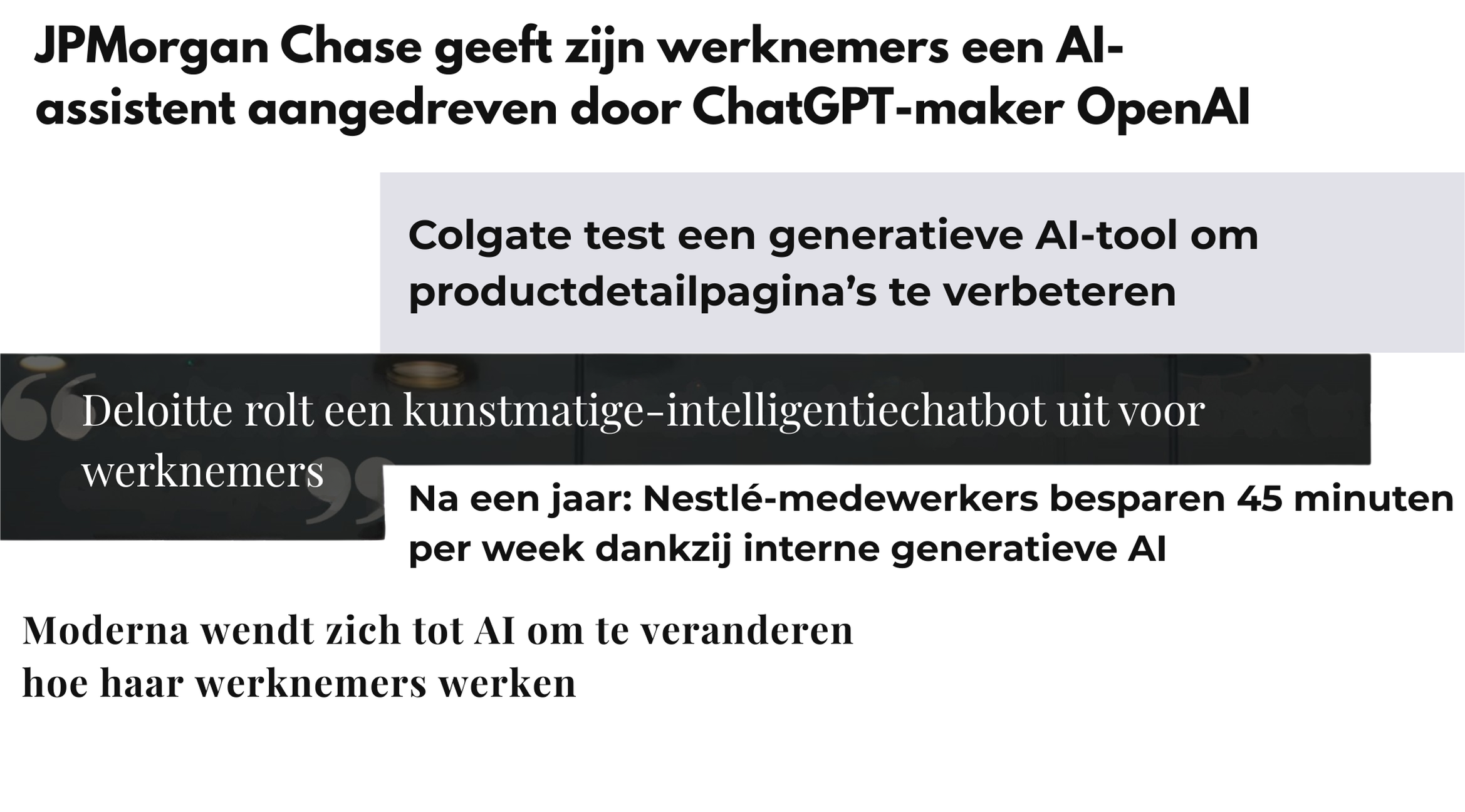 Nieuwskoppen over bedrijven die GPT-modellen ontwikkelen en gebruiken