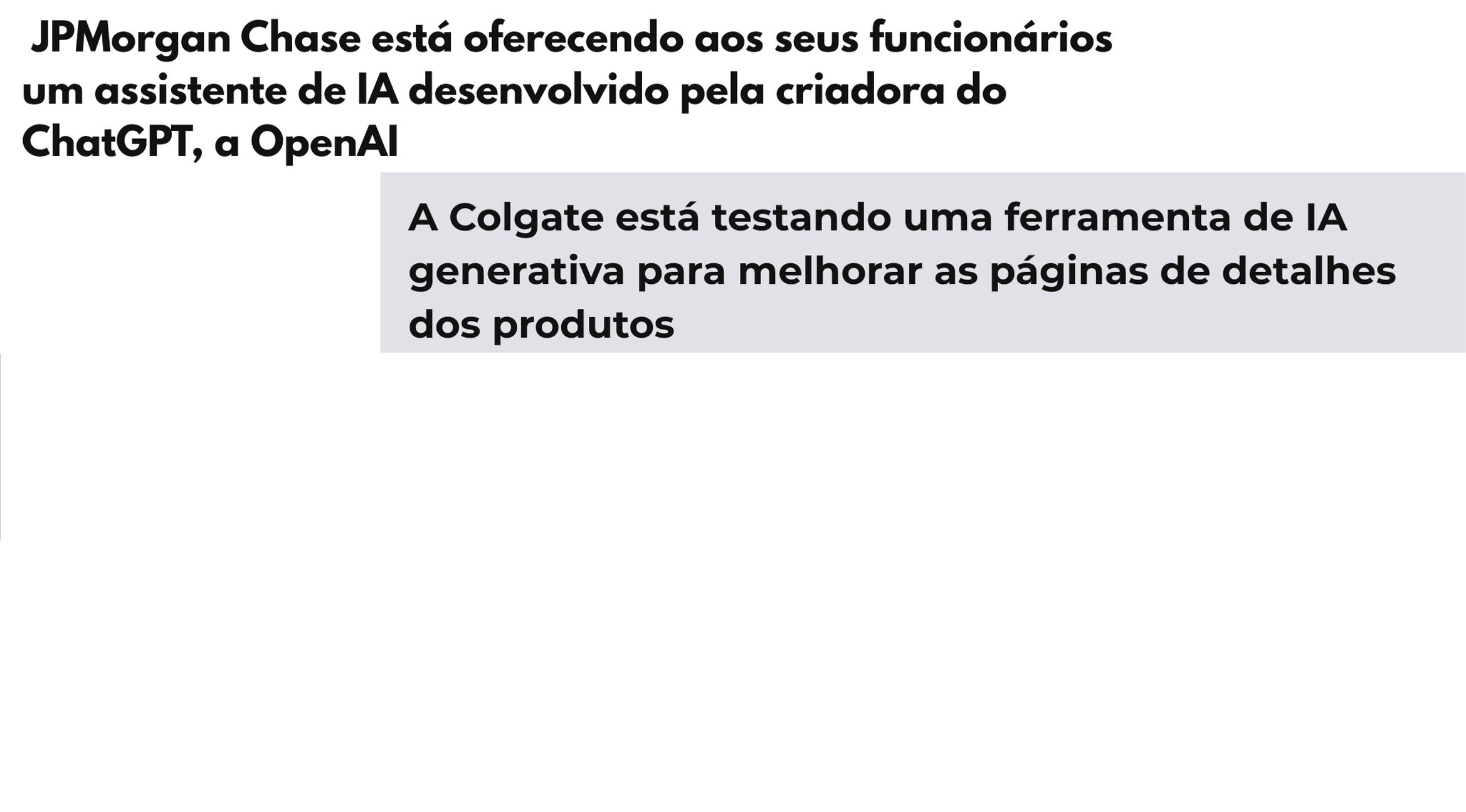 Manchetes de notícias sobre empresas que estão desenvolvendo e adotando modelos de GPT
