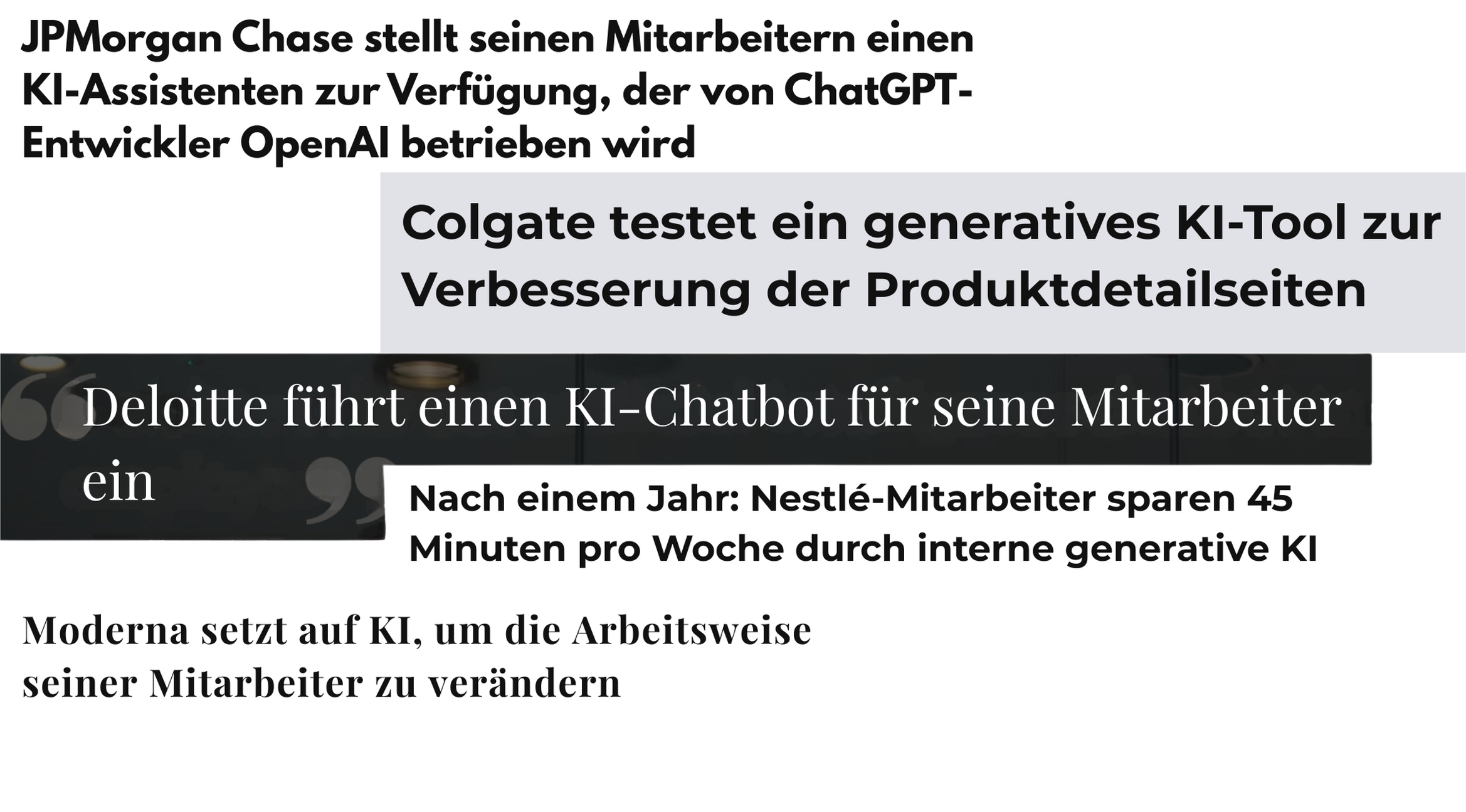 Schlagzeilen über Unternehmen, die GPT-Modelle entwickeln und einsetzen