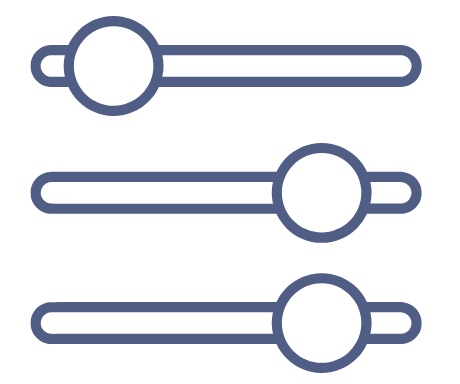 Three buttons on a slider to illustrate fine tuning.