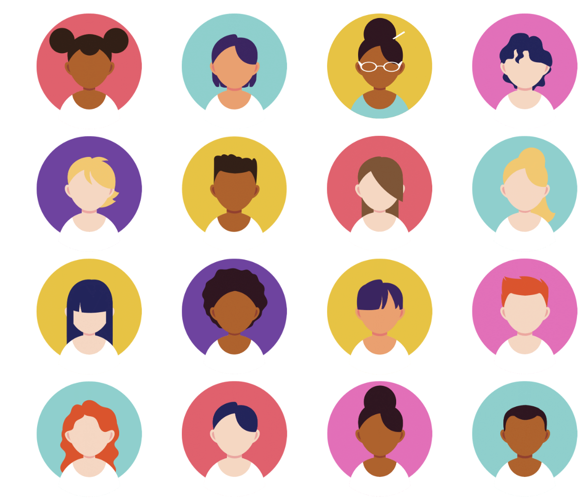 Icons representing a diverse group of people