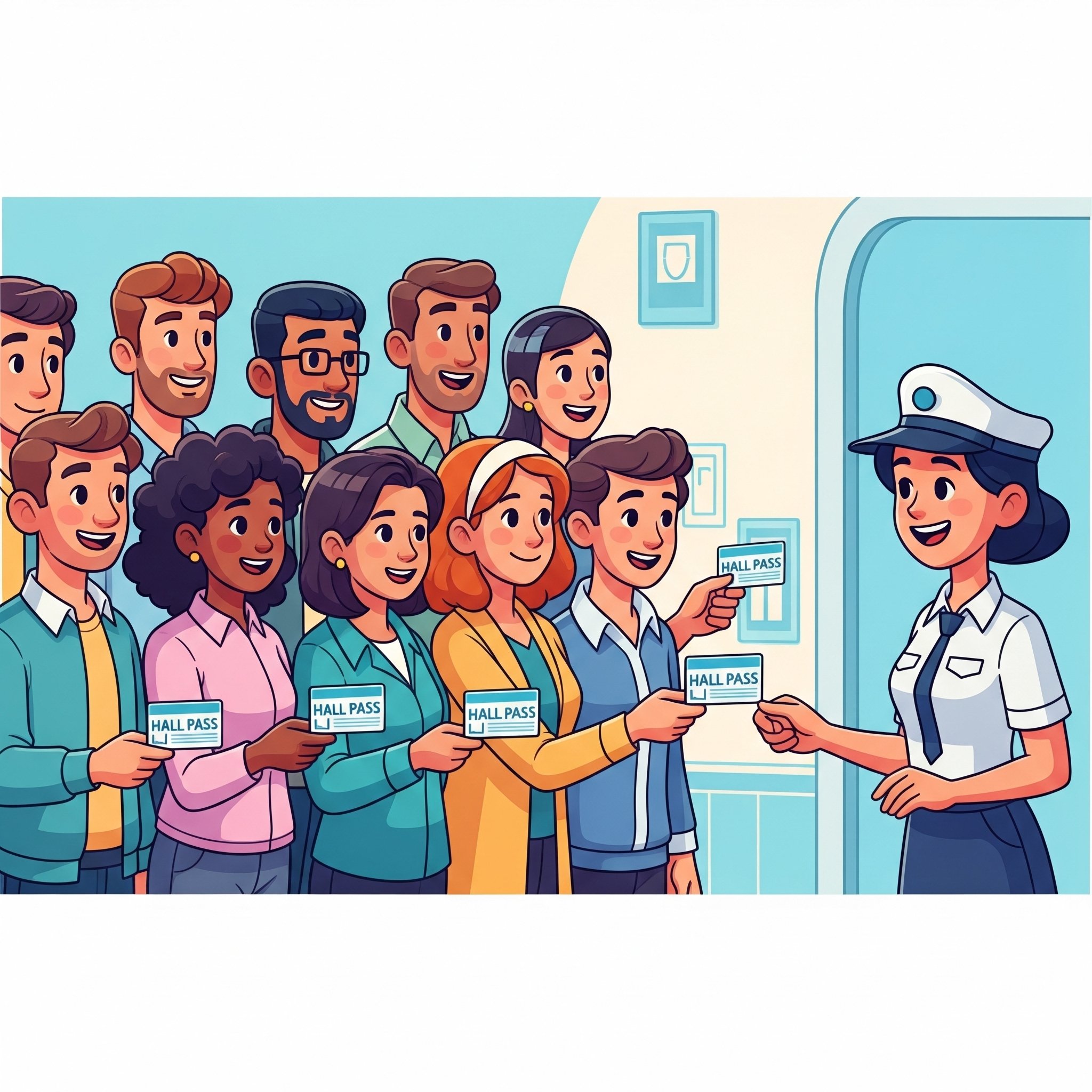 People with a hall pass