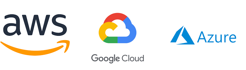 Logos of AWS, GCP, and Azure Cloud providers