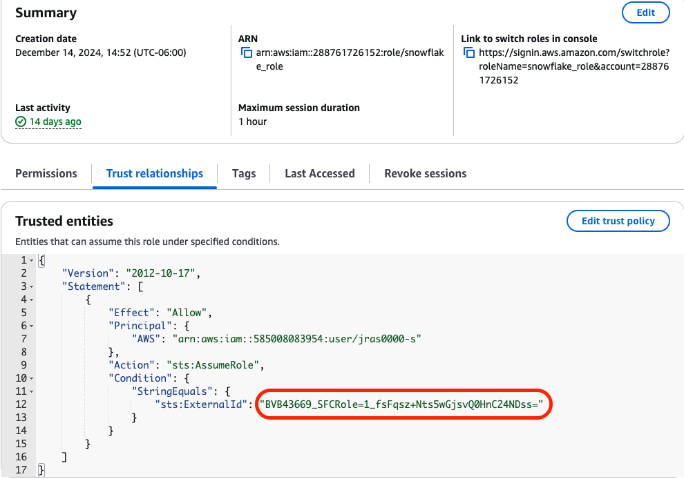 Image of AWS policy configuration