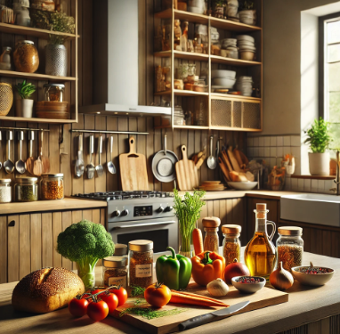 Image of a kitchen with ingredients used as an analogy to describe setting up stage permissions