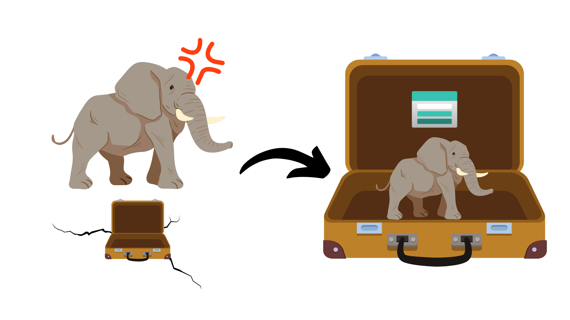 Elephant in a suitcase