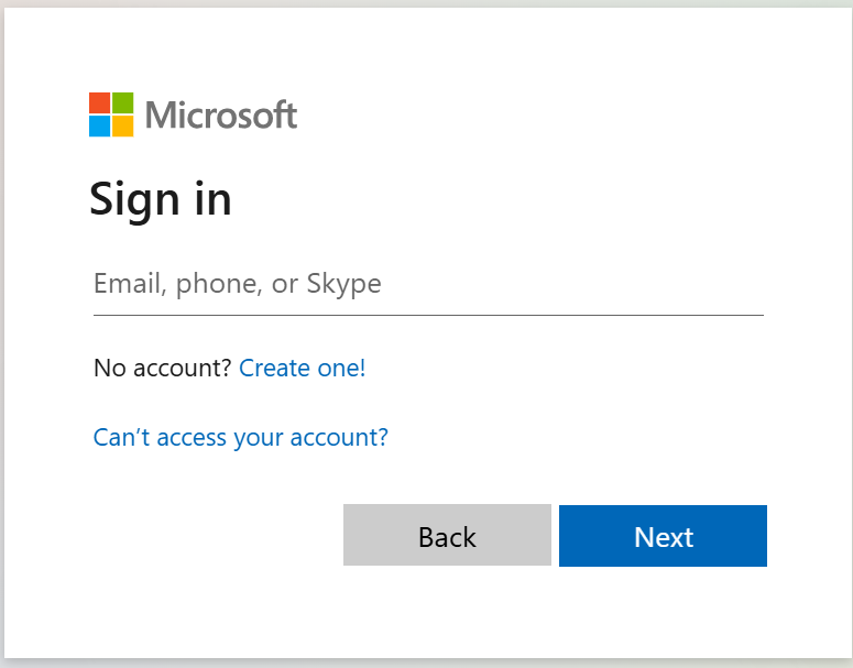 Sign in form