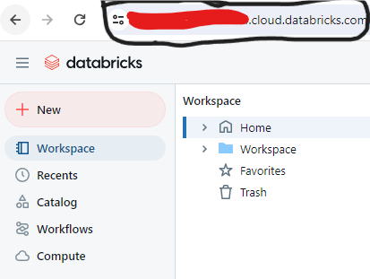 Screenshot of Databricks Workspace Web Url