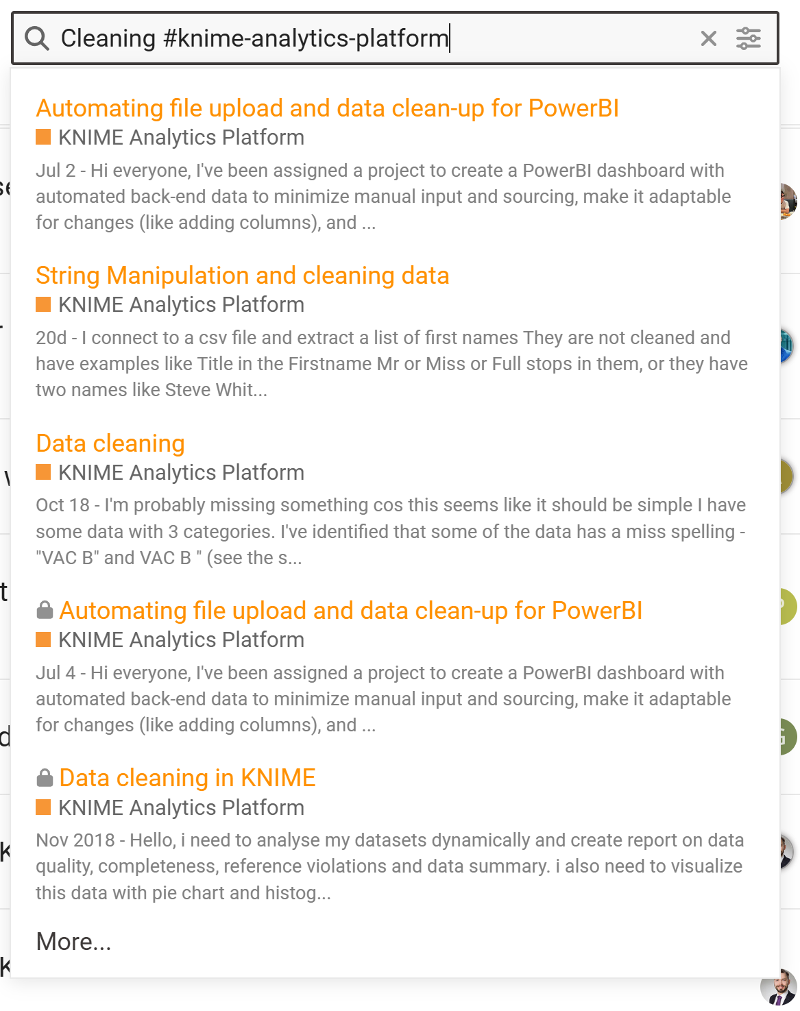 KNIME forum search results for cleaning