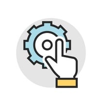 An icon of a gear and a hand representing a configuration.