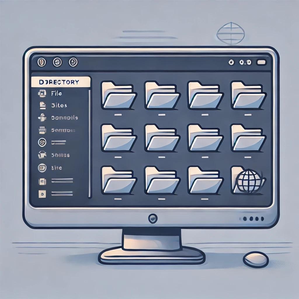 Computer monitor with several directories icons
