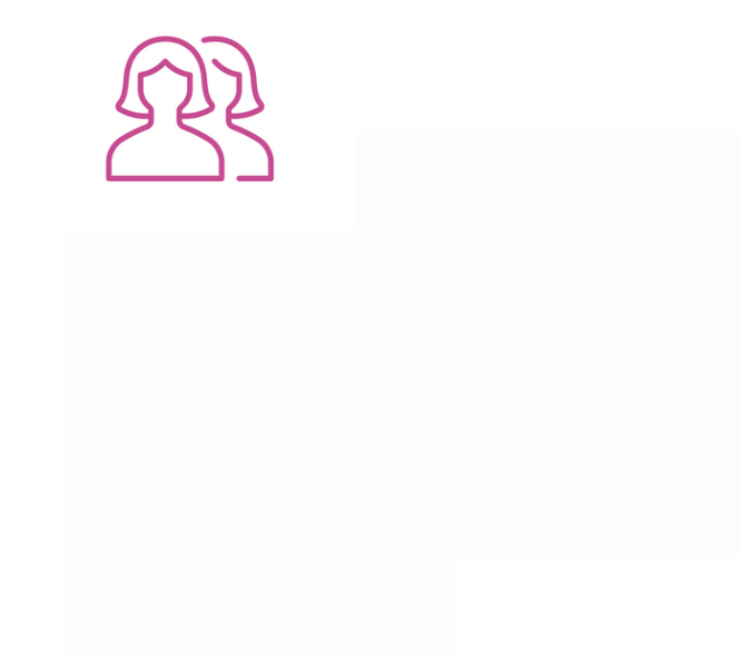 Icon of two women in pink representing gender bias