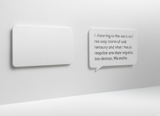 Two speech bubble shapes against a gray background - one blank and one filled with random text, illustrating the concept of maximum token length in language models where responses can be limited to a certain size.
