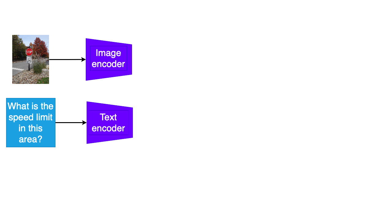 Diagram showing the processing of image and text in a VQA model