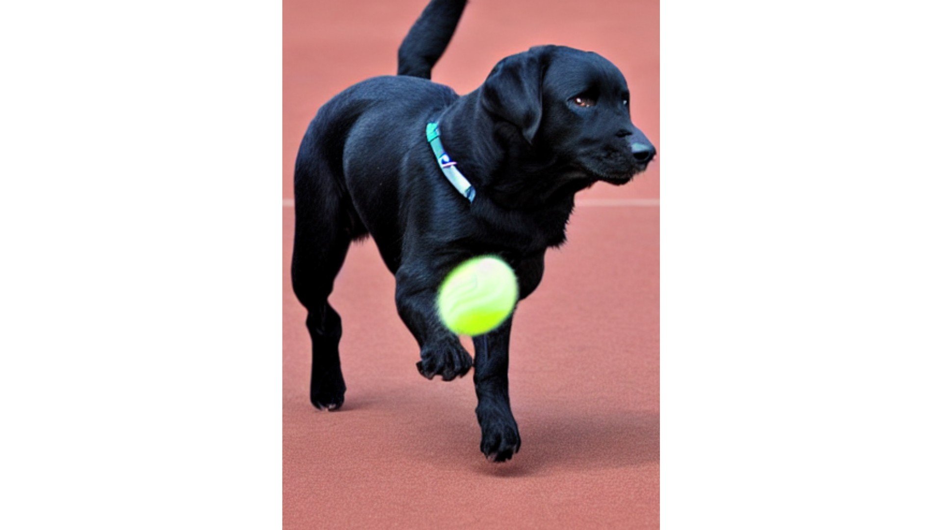 Photo of a labrador chasing a ball