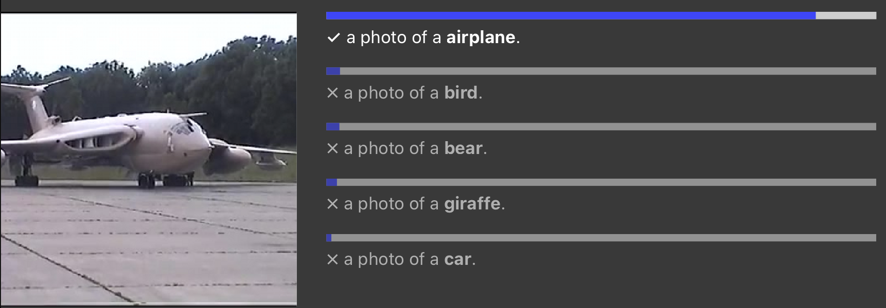 Zero shot learning ranking of a plane