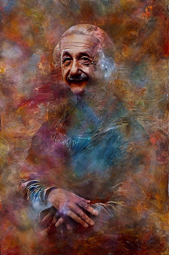 Albert Einstein in the Mona Lisa pose