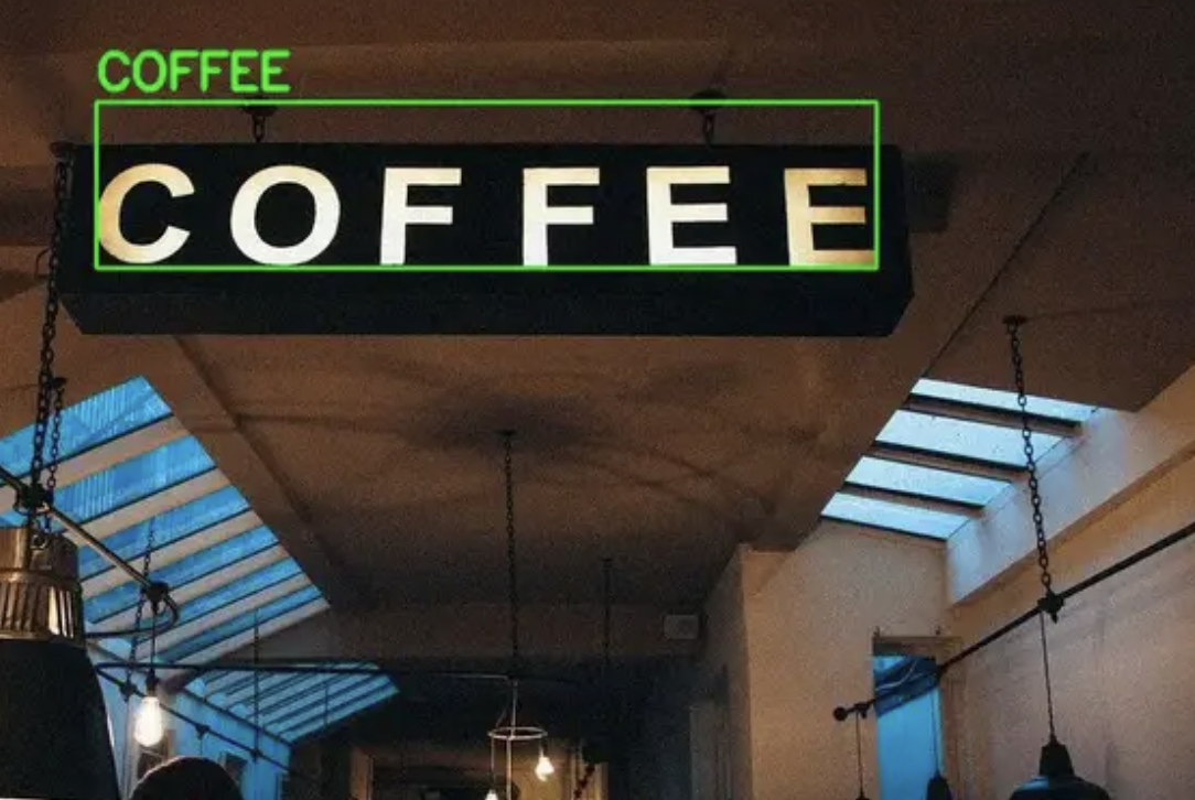 Picture of a coffee sign with the OCR
