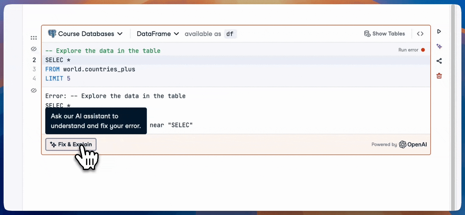 Fix error with AI assistant