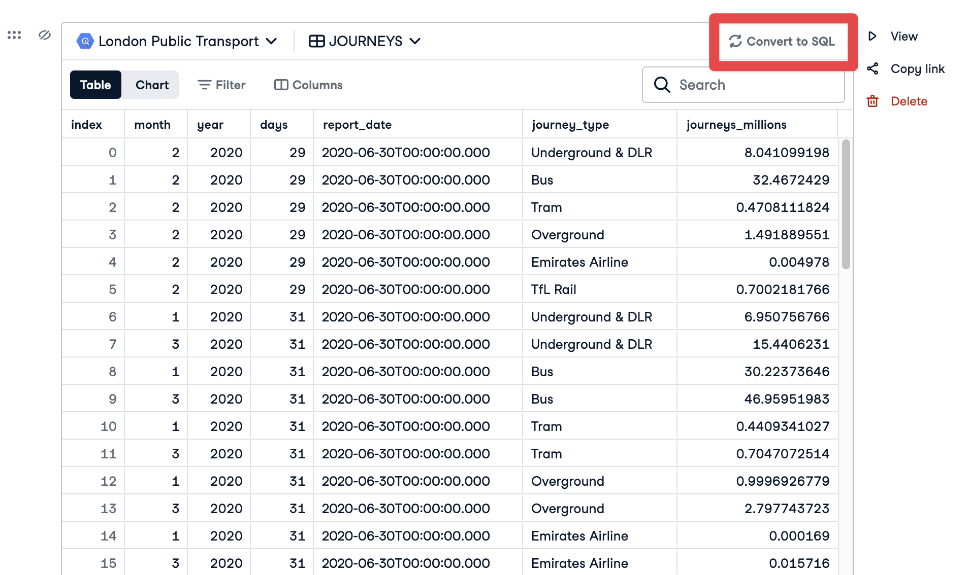 Turn explore cell into a sql cell