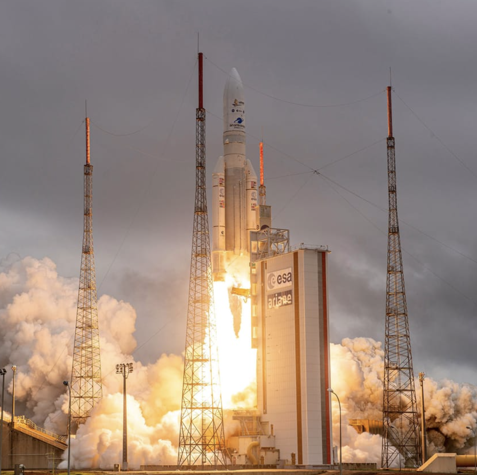 The European Space Agency's Ariane 5 rocket launching.