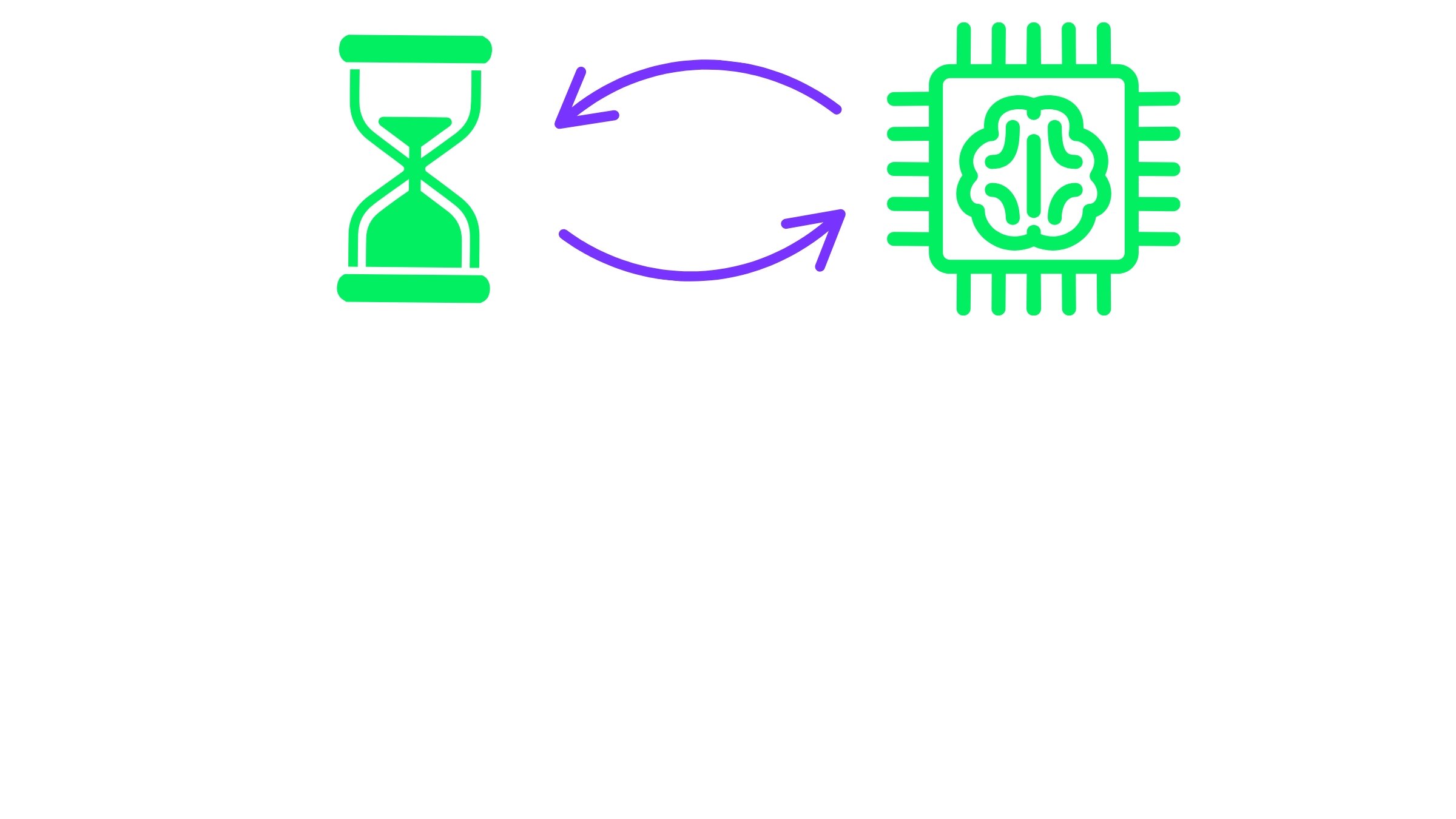 Graphics symbolizing the trade-off between time and space