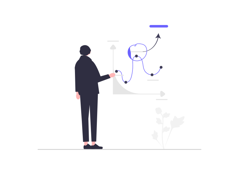 Illustration of a person analyzing data