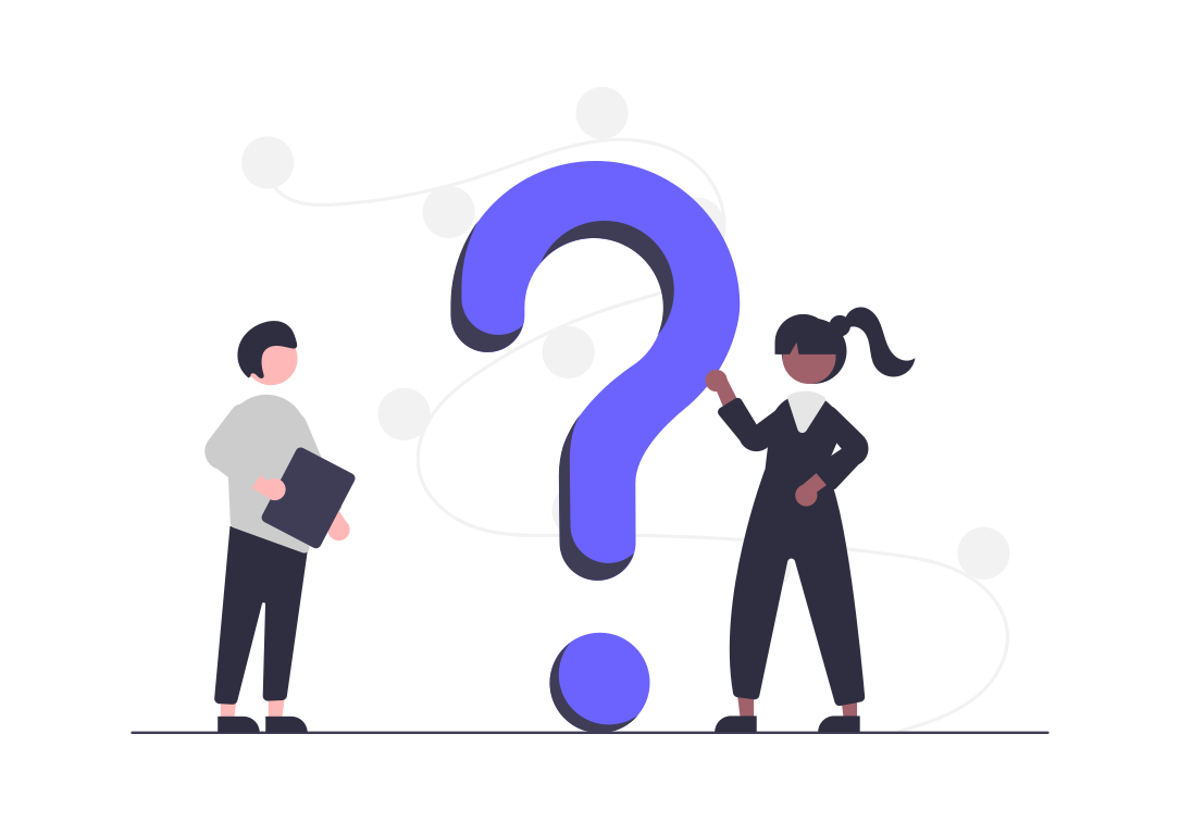 Illustration of persons defining a question