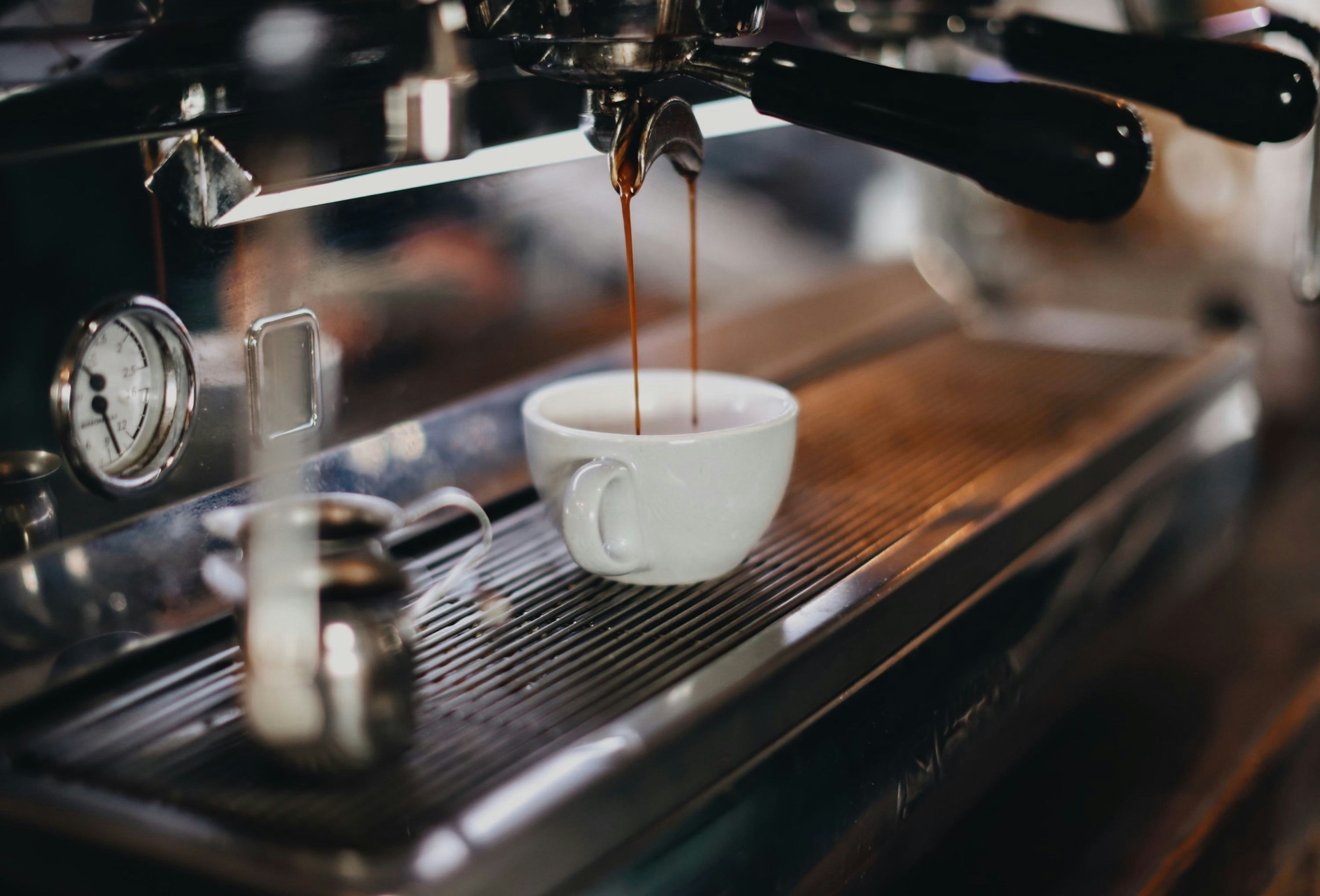 Preparing a cup of coffee
