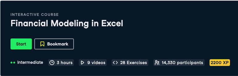 Financial modeling in excel
