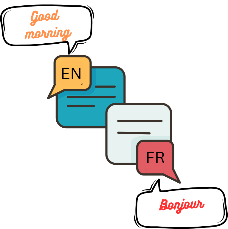 Image showing a text being translated from English (Good morning) to French (Bonjour).